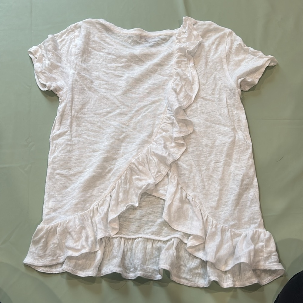 J. Crew White Ruffled Short Sleeve Tee - Picture 2 of 2